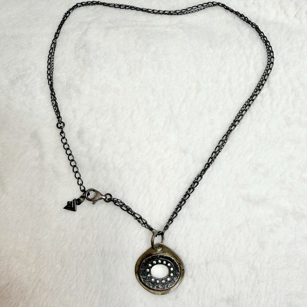 Silpada Sterling Silver Anemone Double Chain CZ Pendant Necklace Chain N2147